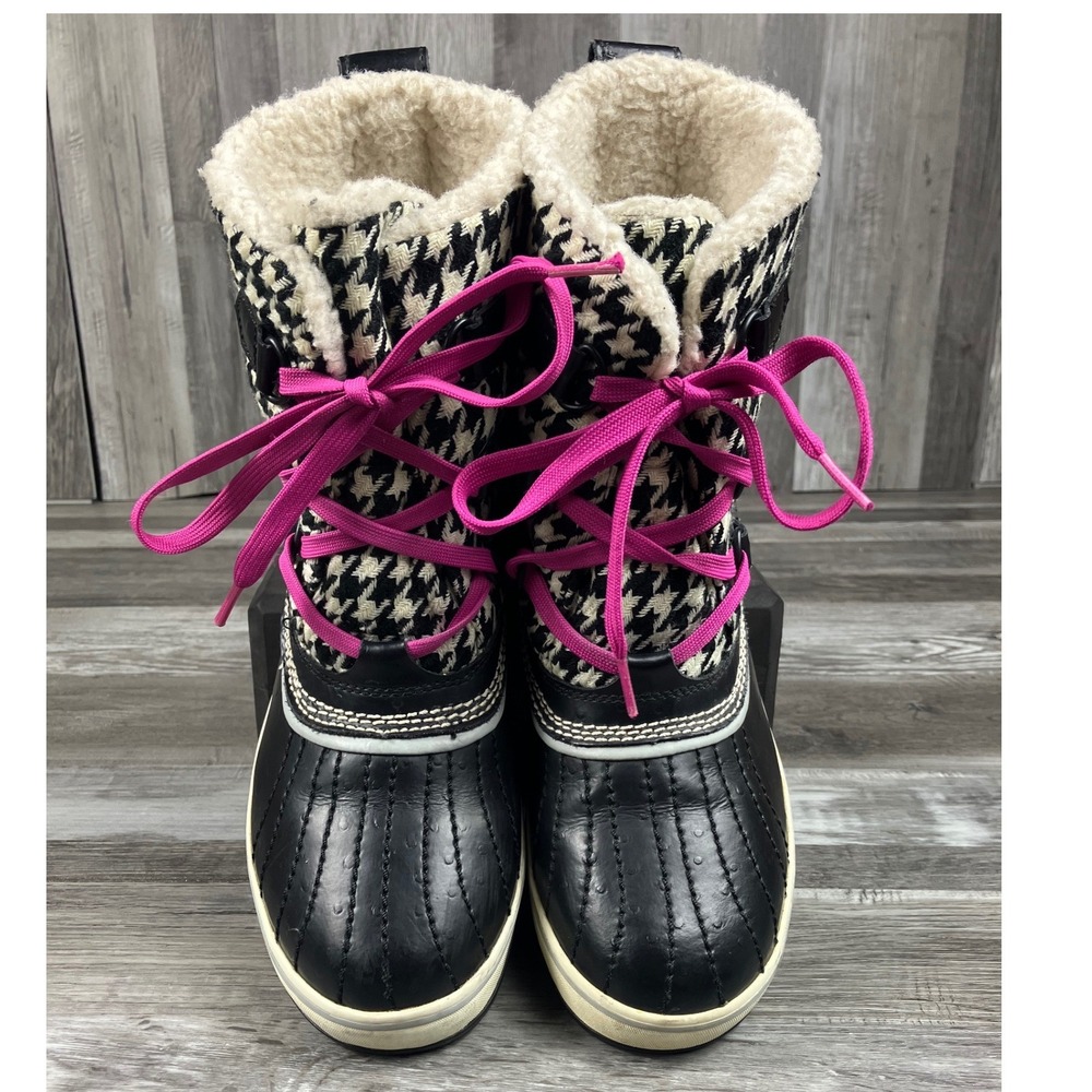 Sorel Tofino Houndstooth Black White Pink Waterproof Winter Boots NL1627-010 9 - Picture 3 of 7